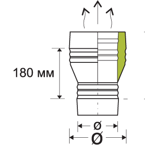 Переход с одностенной трубы на сэндвич для вентиляции AISI 430 0,5 мм